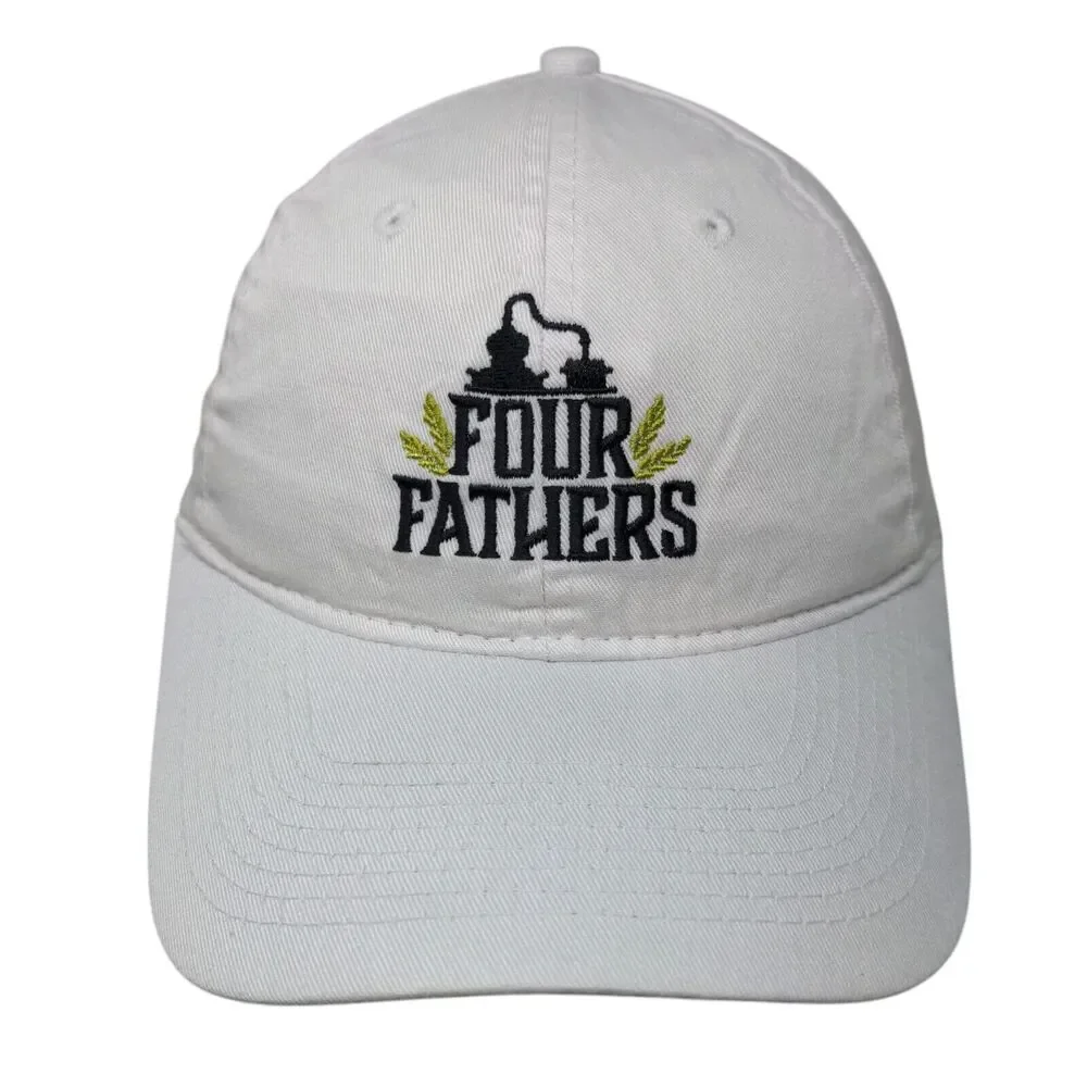 Four Fathers Strapback Hat White One Size Adjustable Embroidered Port & Company